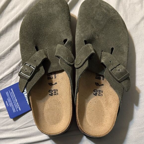 Birkenstock Boston Soft Footbed Suede Leather - Olive Green 9 - Picture 5 of 7